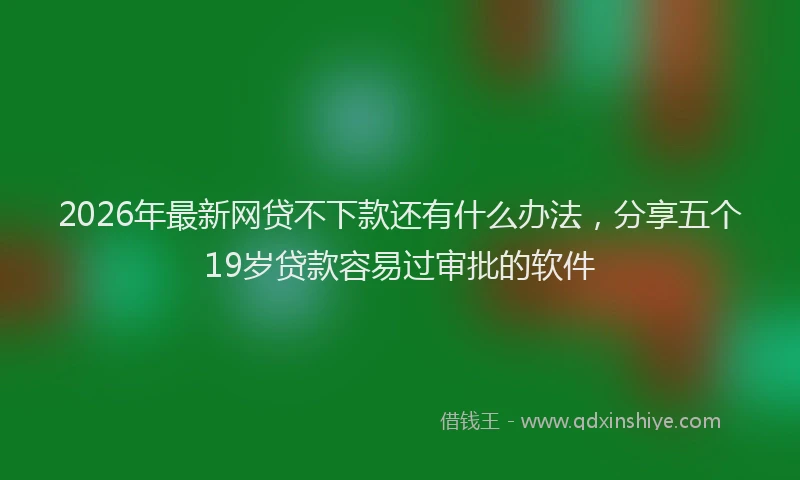 2026年最新网贷不下款还有什么办法，分享五个19岁贷款容易过审批的软件
