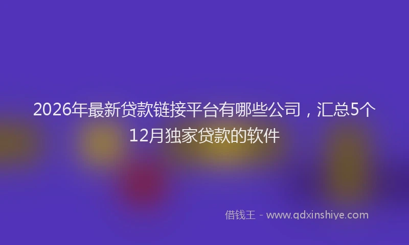 2026年最新贷款链接平台有哪些公司，汇总5个12月独家贷款的软件