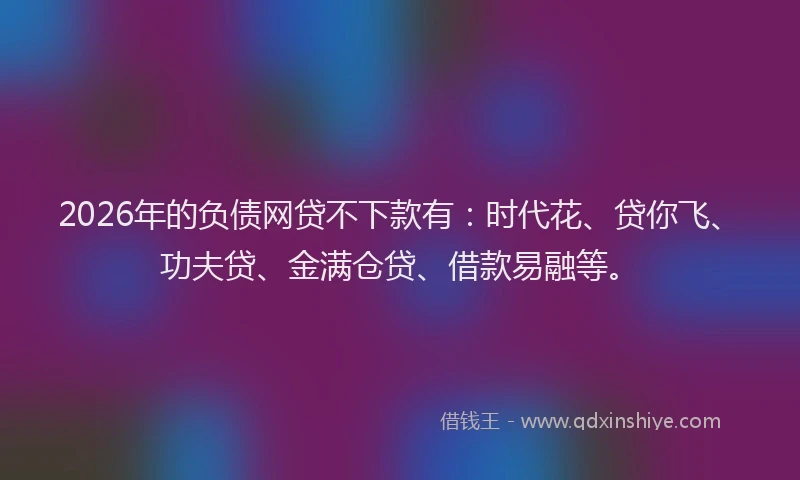 2026年的负债网贷不下款有：时代花、贷你飞、功夫贷、金满仓贷、借款易融等。