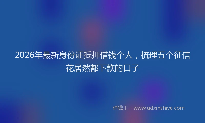 2026年最新身份证抵押借钱个人，梳理五个征信花居然都下款的口子