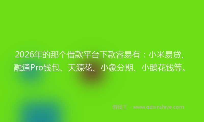 2026年的那个借款平台下款容易有：小米易贷、融通Pro钱包、天源花、小象分期、小鹅花钱等。