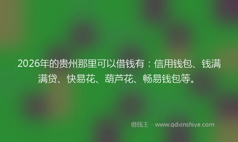 2026年的贵州那里可以借钱有：信用钱包、钱满满贷、快易花、葫芦花、畅易钱包等。
