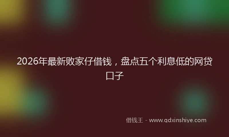 2026年最新败家仔借钱，盘点五个利息低的网贷口子