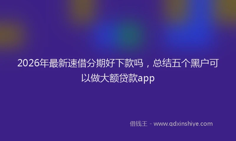 2026年最新速借分期好下款吗，总结五个黑户可以做大额贷款app
