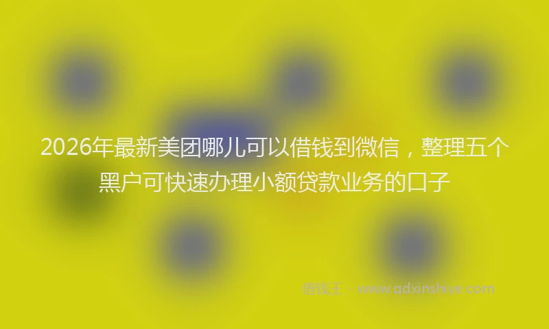 2026年最新美团哪儿可以借钱到微信，整理五个黑户可快速办理小额贷款业务的口子