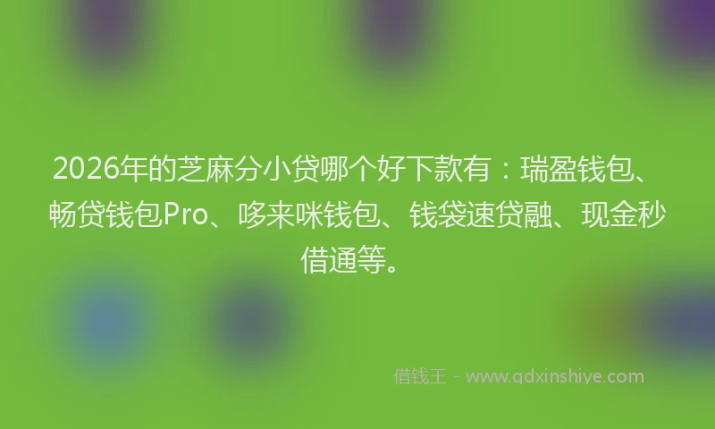 2026年的芝麻分小贷哪个好下款有：瑞盈钱包、畅贷钱包Pro、哆来咪钱包、钱袋速贷融、现金秒借通等。