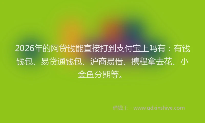 2026年的网贷钱能直接打到支付宝上吗有：有钱钱包、易贷通钱包、沪商易借、携程拿去花、小金鱼分期等。