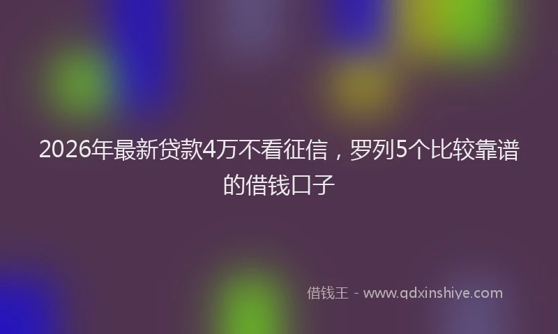 2026年最新贷款4万不看征信，罗列5个比较靠谱的借钱口子