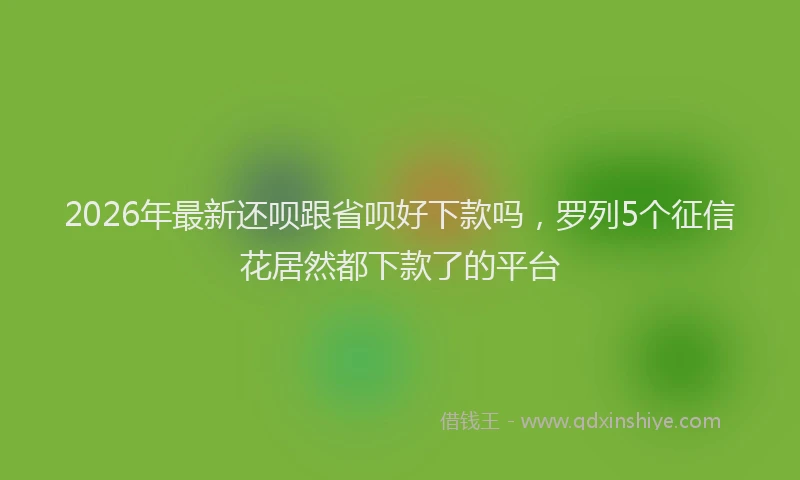 2026年最新还呗跟省呗好下款吗，罗列5个征信花居然都下款了的平台