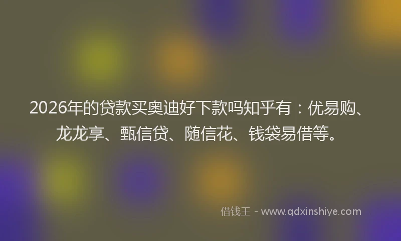 2026年的贷款买奥迪好下款吗知乎有：优易购、龙龙享、甄信贷、随信花、钱袋易借等。