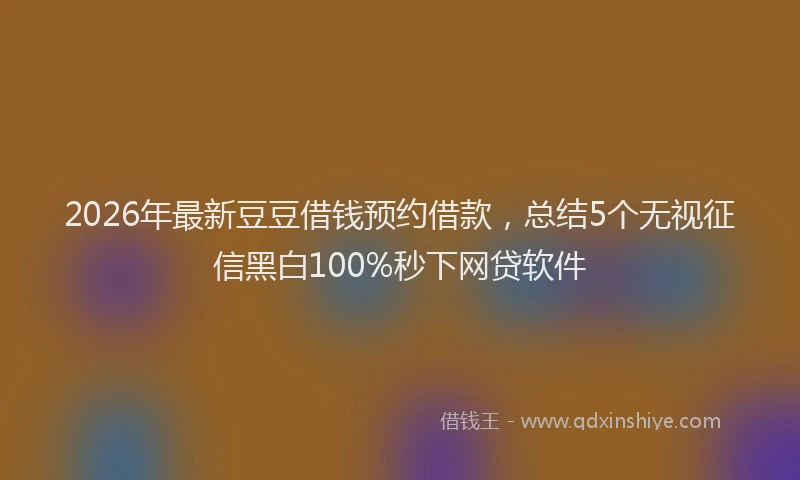 2026年最新豆豆借钱预约借款，总结5个无视征信黑白100%秒下网贷软件