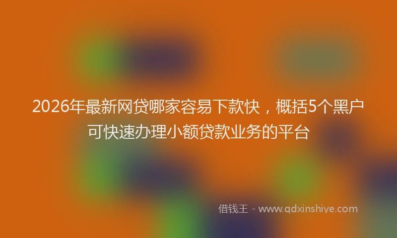 2026年最新网贷哪家容易下款快，概括5个黑户可快速办理小额贷款业务的平台