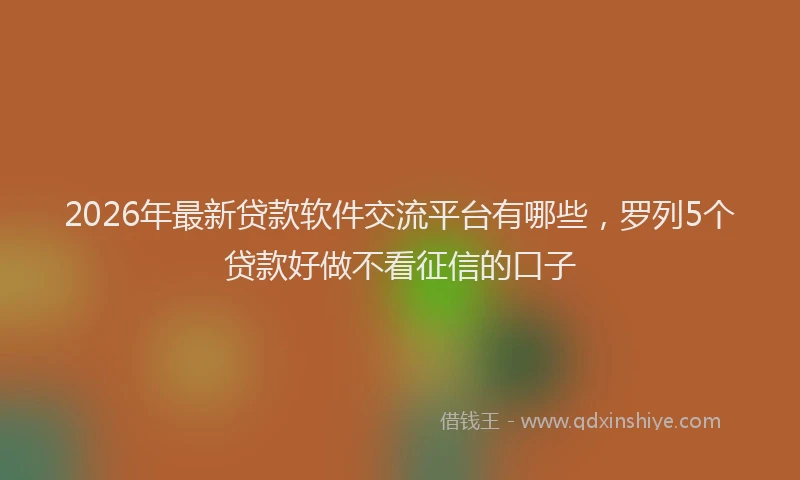 2026年最新贷款软件交流平台有哪些，罗列5个贷款好做不看征信的口子