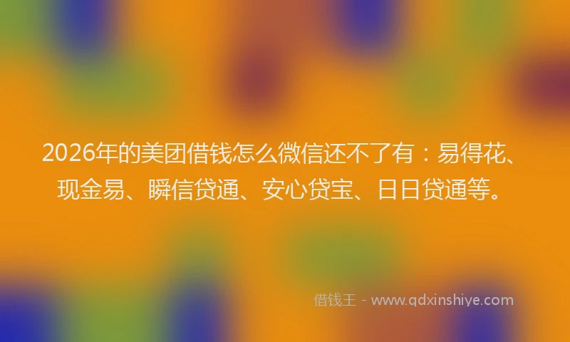 2026年的美团借钱怎么微信还不了有：易得花、现金易、瞬信贷通、安心贷宝、日日贷通等。