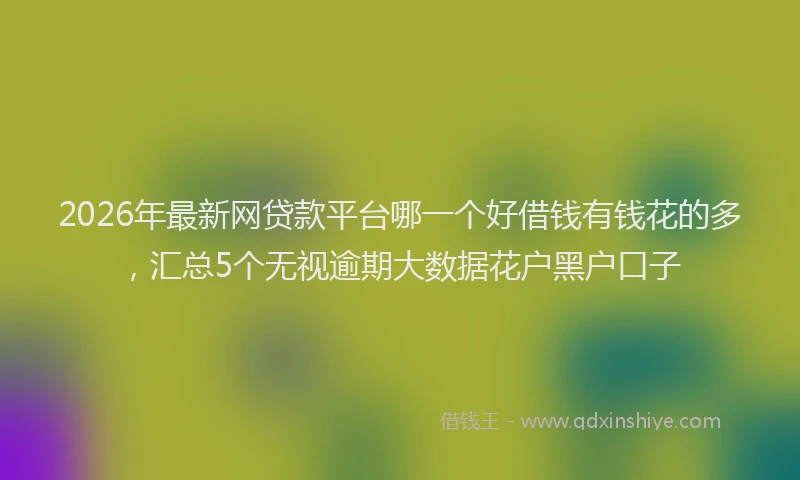 2026年最新网贷款平台哪一个好借钱有钱花的多，汇总5个无视逾期大数据花户黑户口子