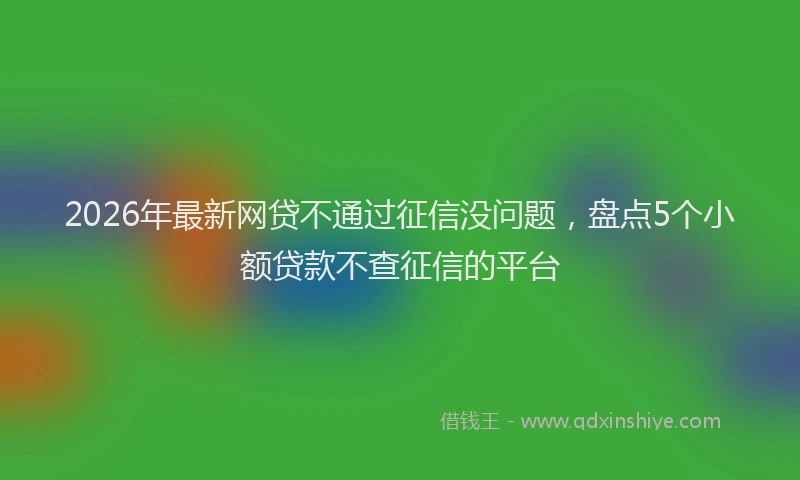 2026年最新网贷不通过征信没问题，盘点5个小额贷款不查征信的平台