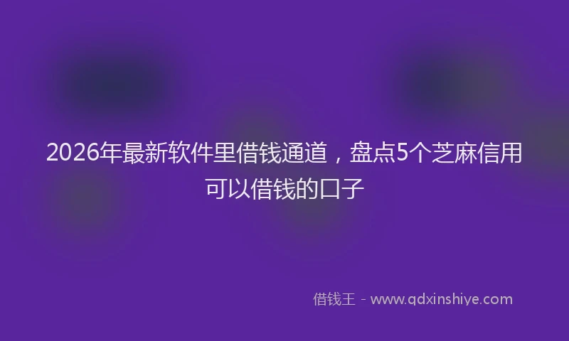2026年最新软件里借钱通道，盘点5个芝麻信用可以借钱的口子