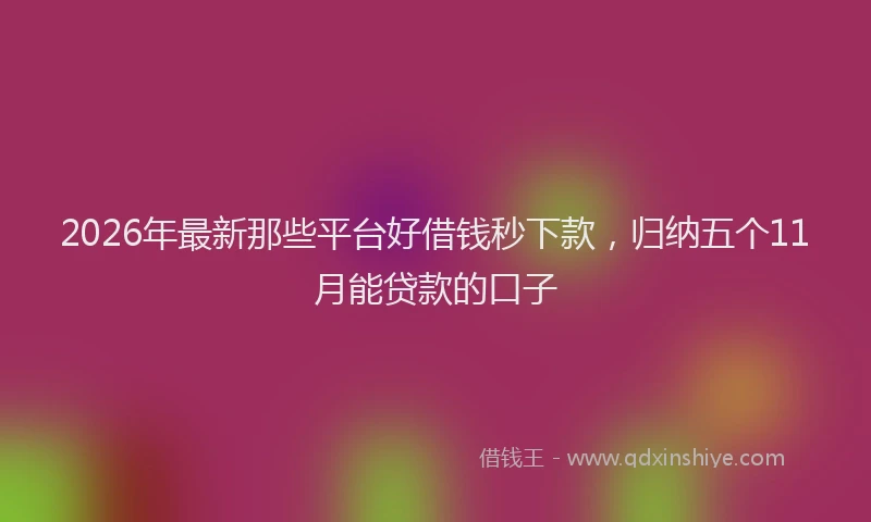 2026年最新那些平台好借钱秒下款，归纳五个11月能贷款的口子