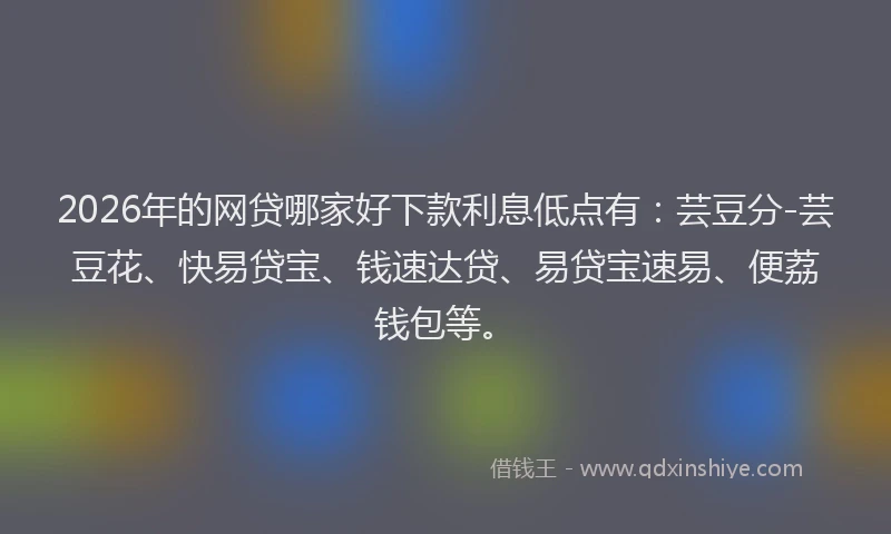 2026年的网贷哪家好下款利息低点有：芸豆分-芸豆花、快易贷宝、钱速达贷、易贷宝速易、便荔钱包等。