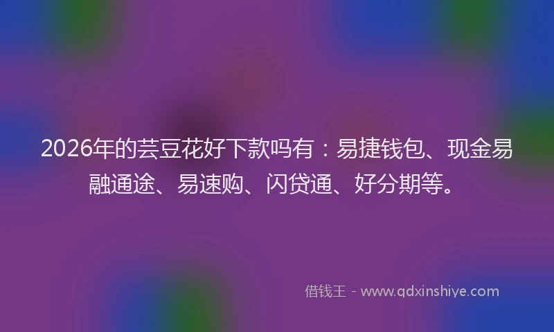 2026年的芸豆花好下款吗有：易捷钱包、现金易融通途、易速购、闪贷通、好分期等。