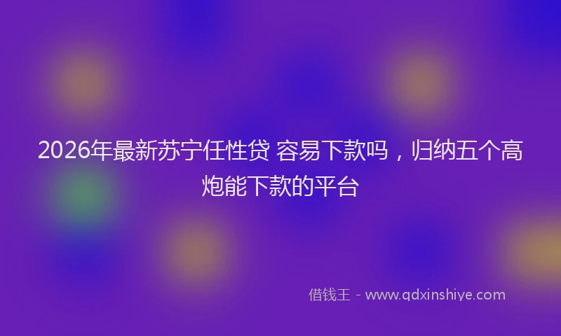 2026年最新苏宁任性贷 容易下款吗，归纳五个高炮能下款的平台