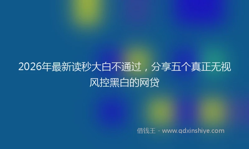 2026年最新读秒大白不通过，分享五个真正无视风控黑白的网贷