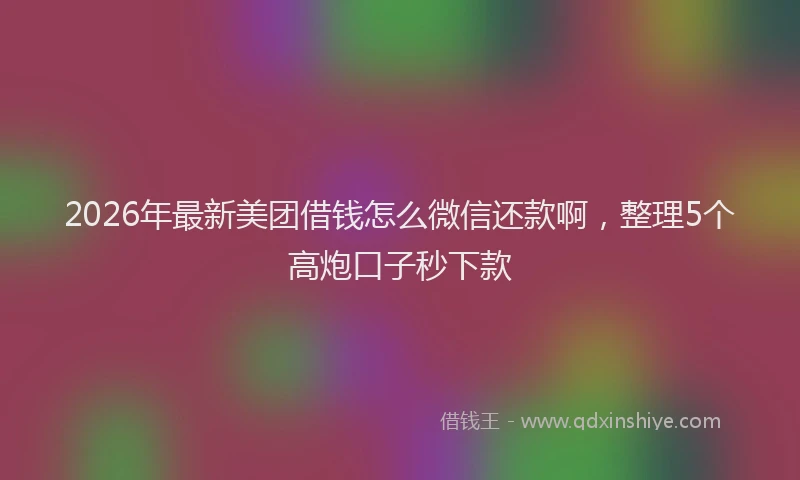2026年最新美团借钱怎么微信还款啊，整理5个高炮口子秒下款