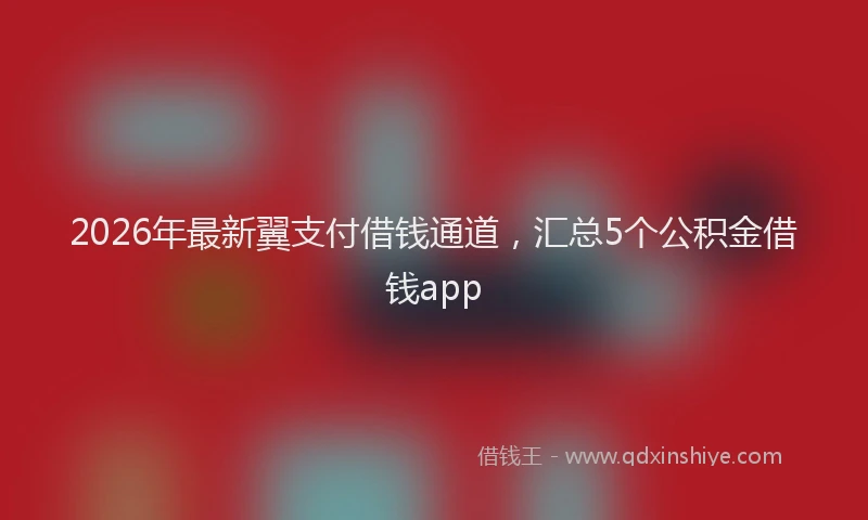 2026年最新翼支付借钱通道，汇总5个公积金借钱app