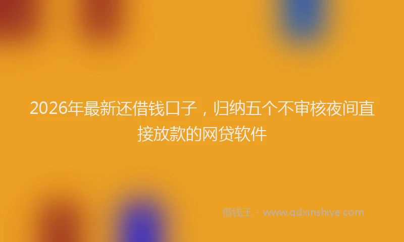 2026年最新还借钱口子，归纳五个不审核夜间直接放款的网贷软件