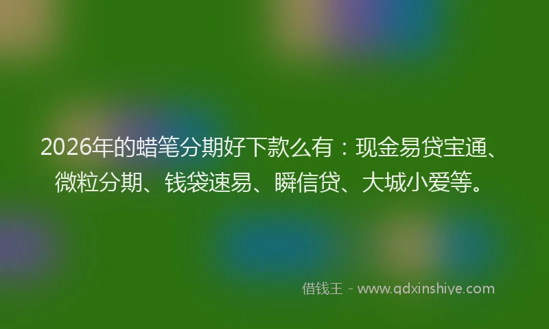 2026年的蜡笔分期好下款么有：现金易贷宝通、微粒分期、钱袋速易、瞬信贷、大城小爱等。