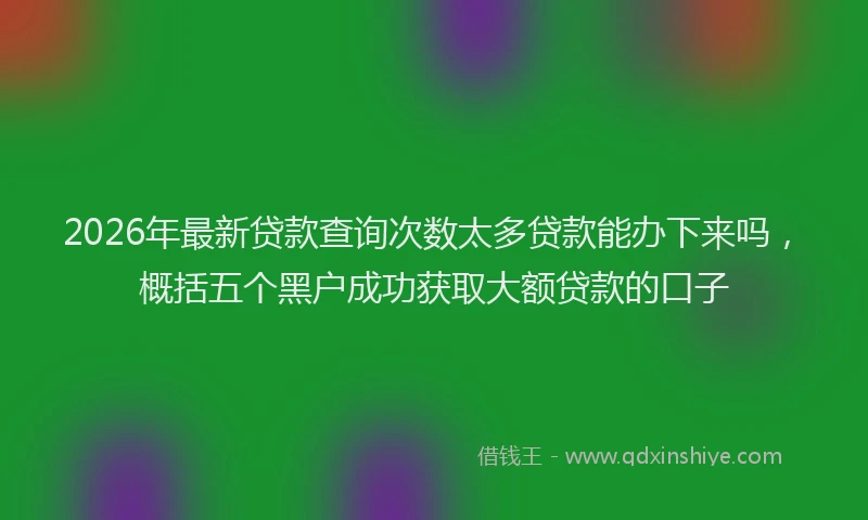 2026年最新贷款查询次数太多贷款能办下来吗，概括五个黑户成功获取大额贷款的口子