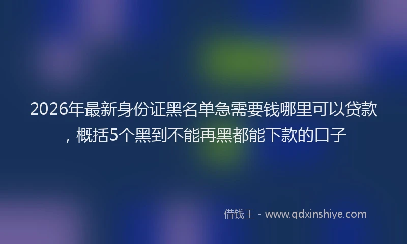 2026年最新身份证黑名单急需要钱哪里可以贷款，概括5个黑到不能再黑都能下款的口子