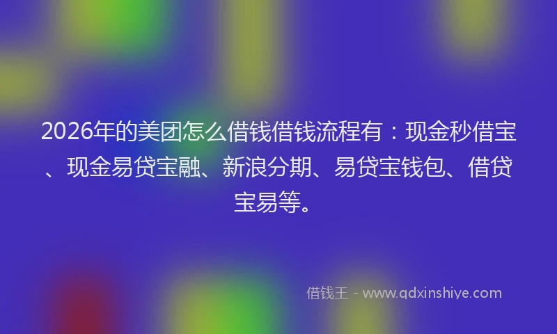 2026年的美团怎么借钱借钱流程有：现金秒借宝、现金易贷宝融、新浪分期、易贷宝钱包、借贷宝易等。
