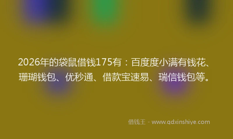 2026年的袋鼠借钱175有：百度度小满有钱花、珊瑚钱包、优秒通、借款宝速易、瑞信钱包等。
