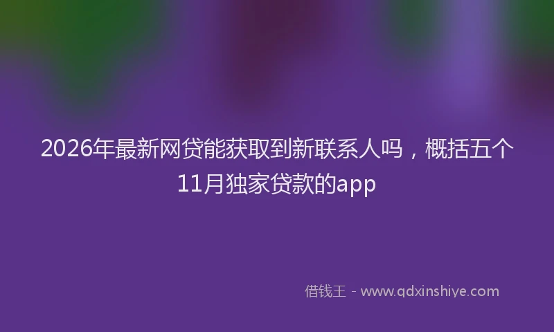 2026年最新网贷能获取到新联系人吗，概括五个11月独家贷款的app