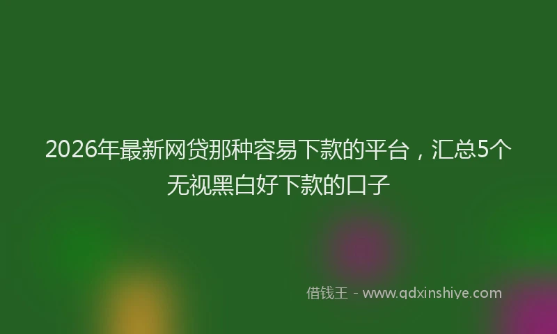 2026年最新网贷那种容易下款的平台，汇总5个无视黑白好下款的口子