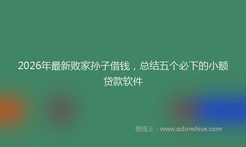 2026年最新败家孙子借钱，总结五个必下的小额贷款软件
