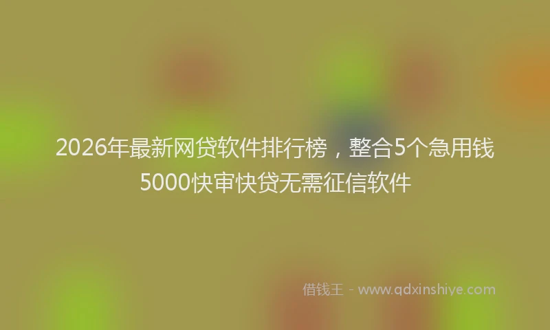 2026年最新网贷软件排行榜，整合5个急用钱5000快审快贷无需征信软件