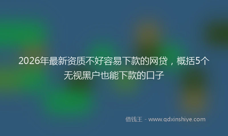 2026年最新资质不好容易下款的网贷，概括5个无视黑户也能下款的口子