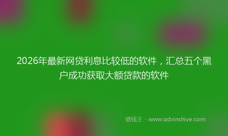 2026年最新网贷利息比较低的软件，汇总五个黑户成功获取大额贷款的软件