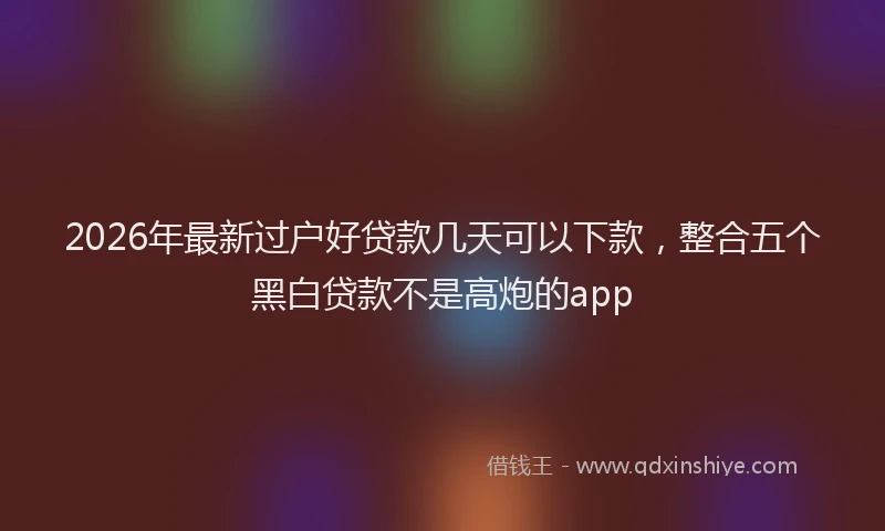 2026年最新过户好贷款几天可以下款，整合五个黑白贷款不是高炮的app