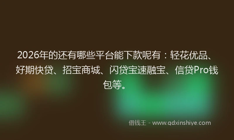 2026年的还有哪些平台能下款呢有：轻花优品、好期快贷、招宝商城、闪贷宝速融宝、信贷Pro钱包等。