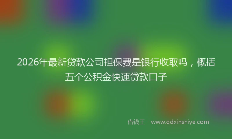 2026年最新贷款公司担保费是银行收取吗，概括五个公积金快速贷款口子