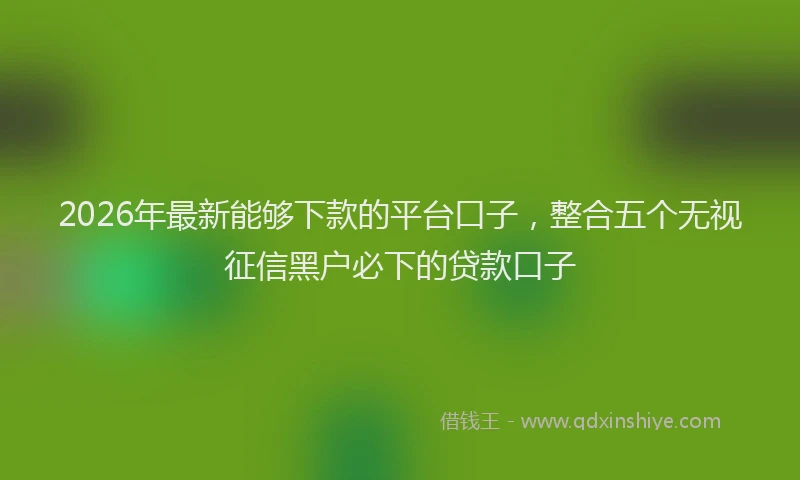 2026年最新能够下款的平台口子，整合五个无视征信黑户必下的贷款口子