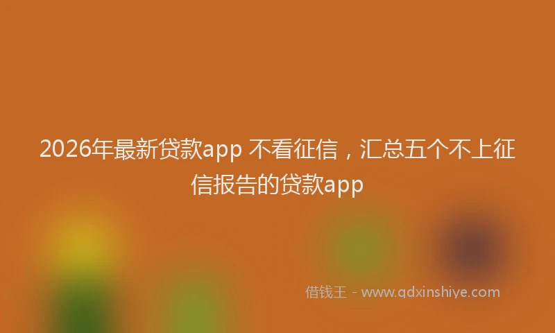 2026年最新贷款app 不看征信，汇总五个不上征信报告的贷款app