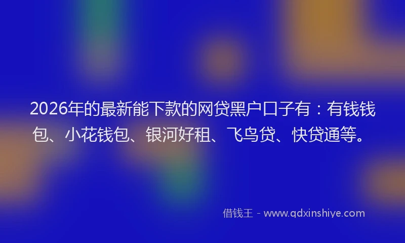 2026年的最新能下款的网贷黑户口子有：有钱钱包、小花钱包、银河好租、飞鸟贷、快贷通等。