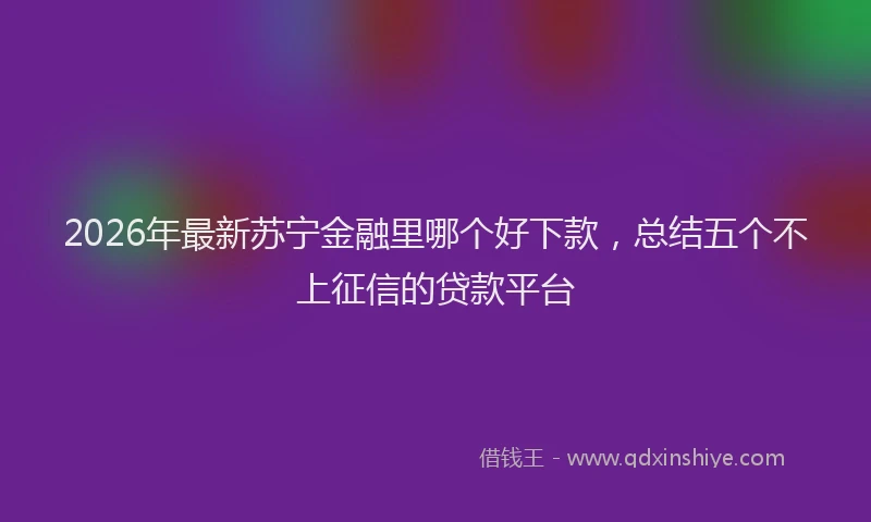 2026年最新苏宁金融里哪个好下款，总结五个不上征信的贷款平台