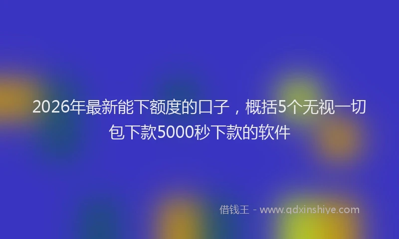 2026年最新能下额度的口子，概括5个无视一切包下款5000秒下款的软件