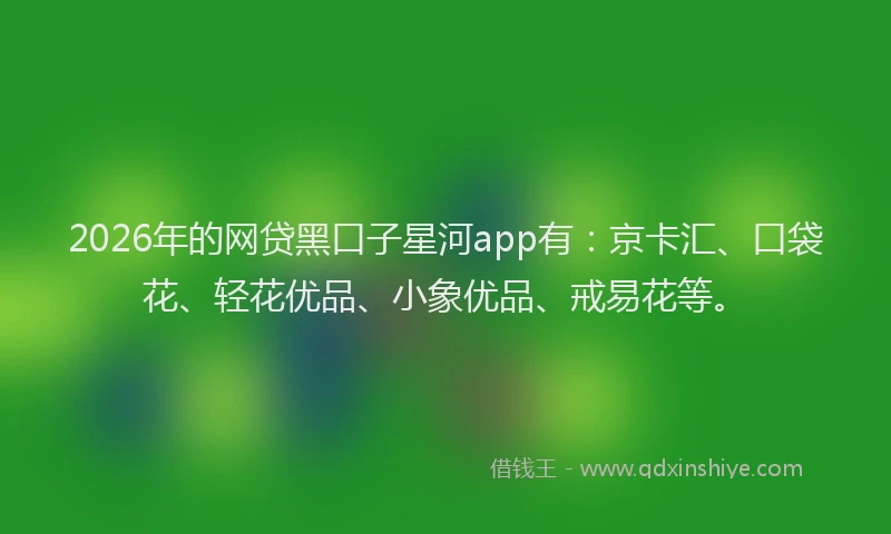 2026年的网贷黑口子星河app有：京卡汇、口袋花、轻花优品、小象优品、戒易花等。