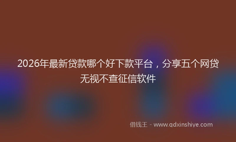 2026年最新贷款哪个好下款平台，分享五个网贷无视不查征信软件
